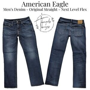 American Eagle Jeans Mens 32 Dark Denim Original Straight Ne(x)t Level Airflex